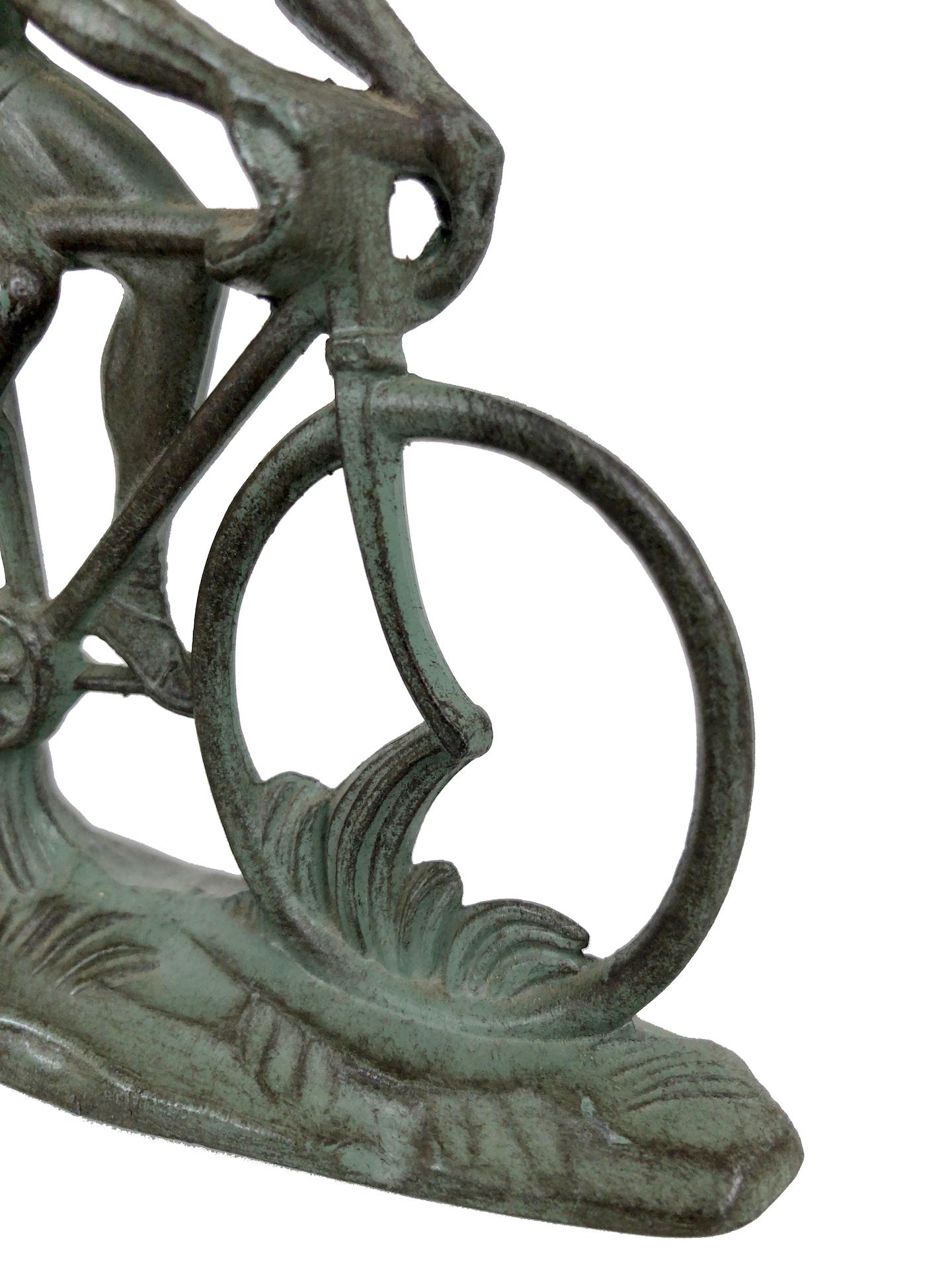 20th Century Sportsman on a Racing Bicycle, Sculpture in Spelter, Art Deco, France, 1930s