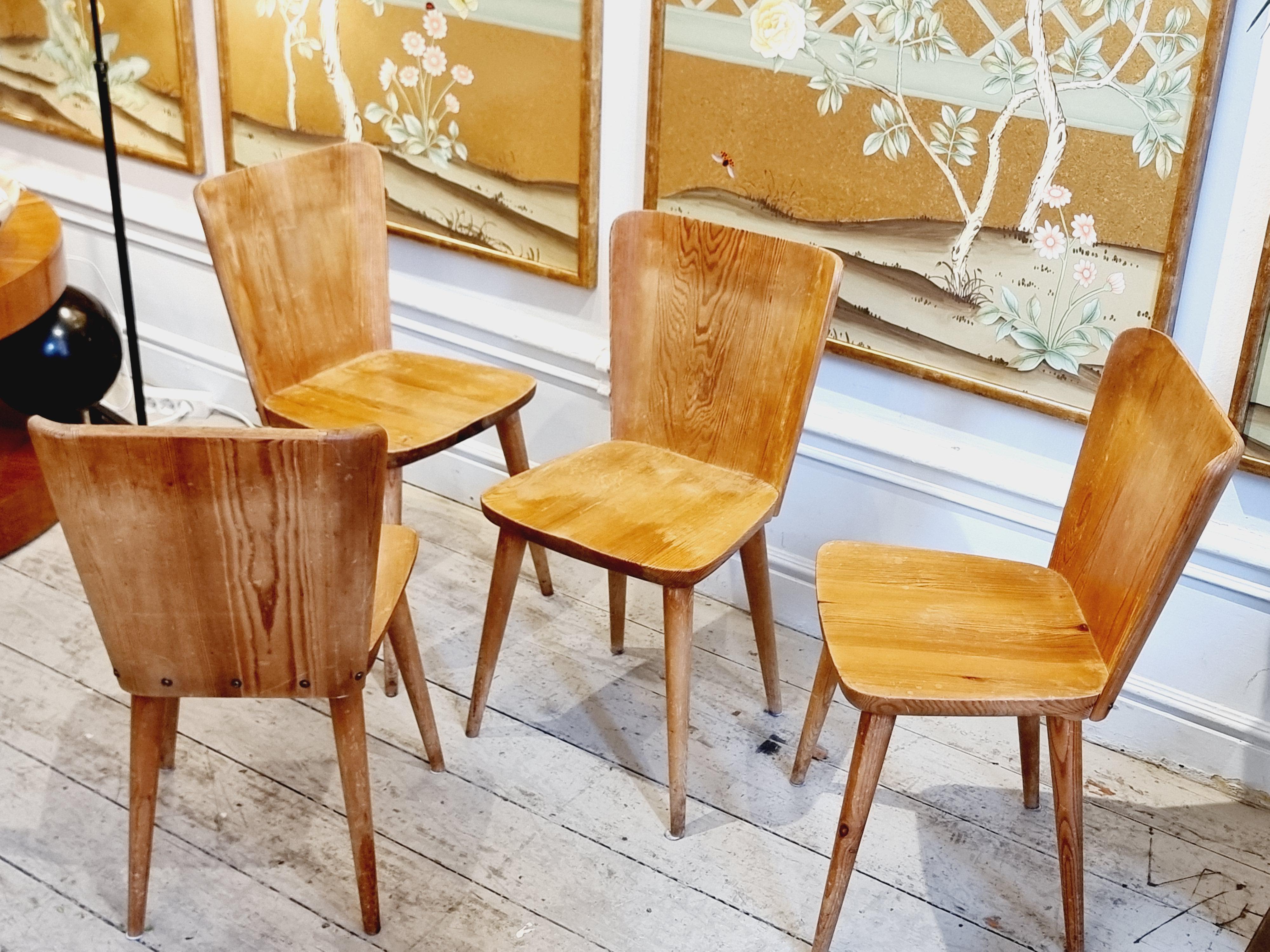 Pine Sportstugemöbler, chairs in pine, model 510, Svensk Fur, Scandinavian Modern