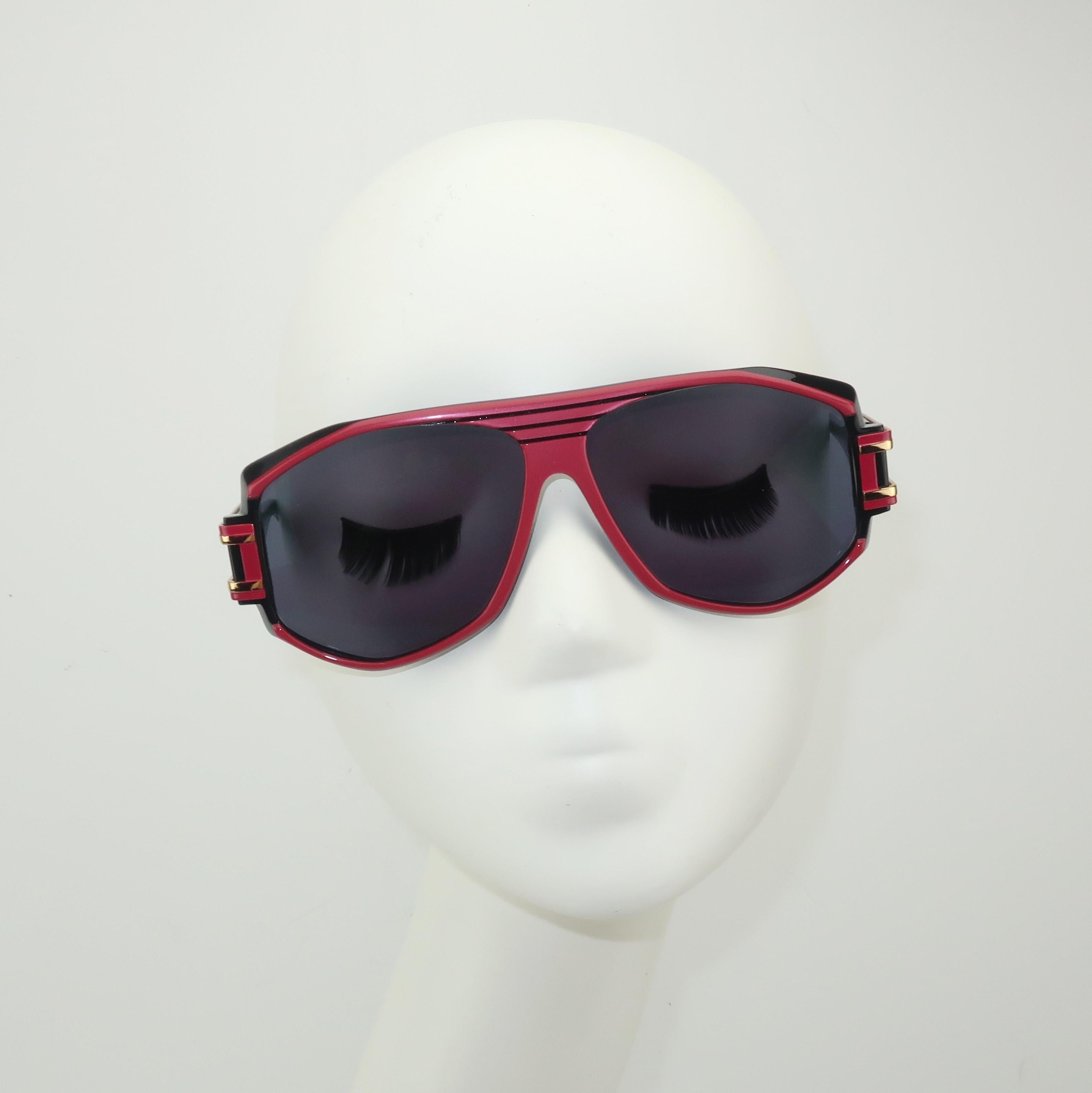 Women's Sporty Cazal Legends Model 163 Red & Black Sunglasses
