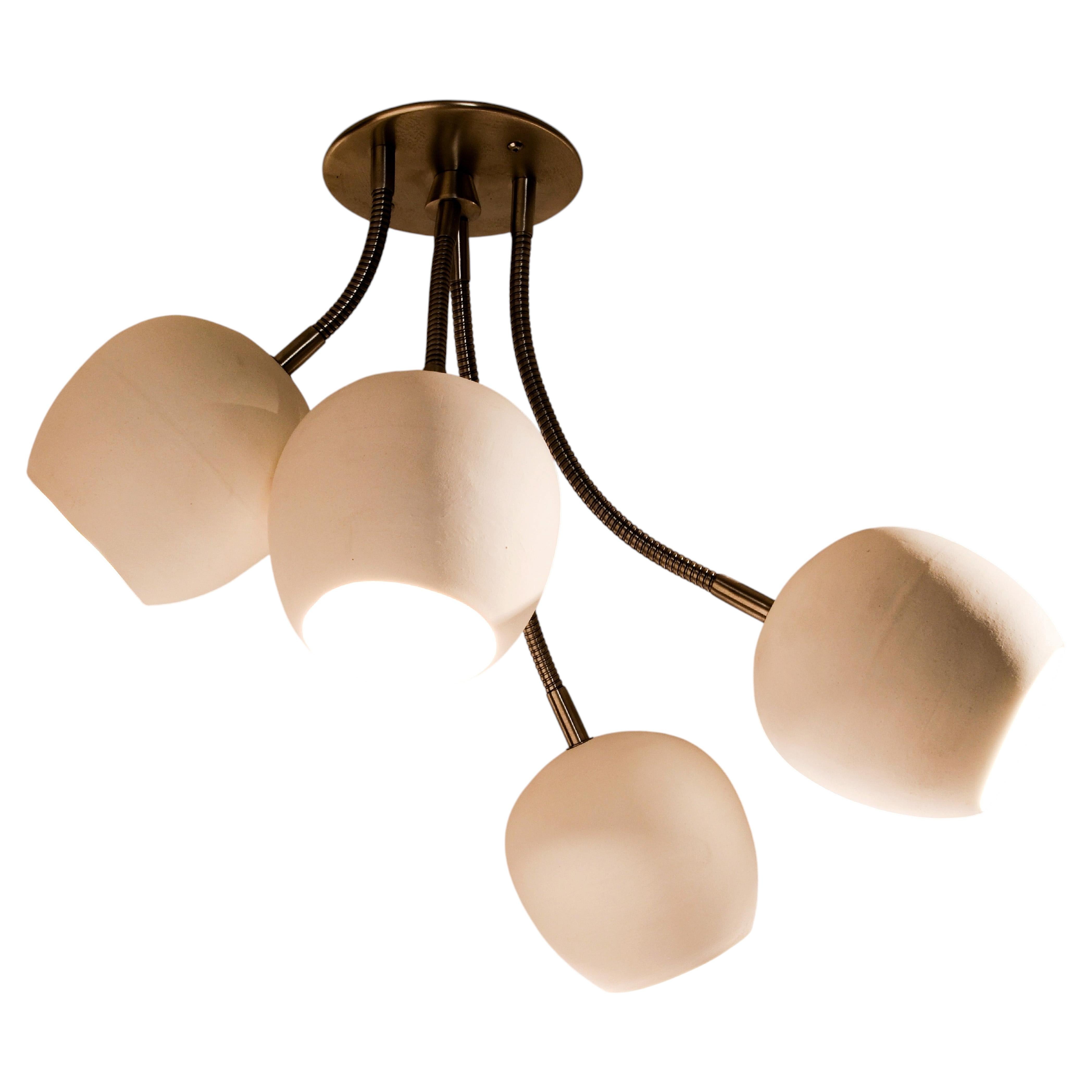 Spot Bouquet: Handmade Solid Ceramic 4-Shade Chandelier Ceiling Light For Sale