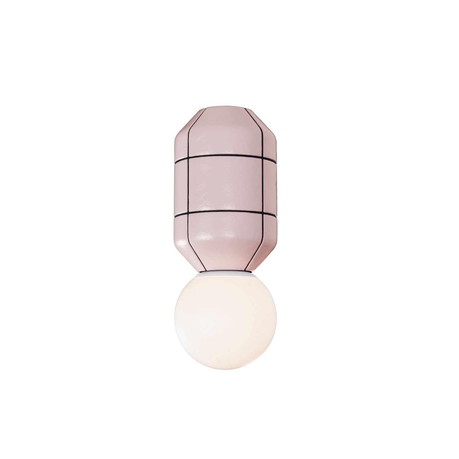 Spot Pendant Lamp Ceramic Base Pink with black Modern Handcrafted