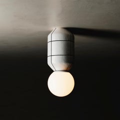 Spot Pendelleuchte Keramiksockel Weiß mit Schwarz Modern Handgefertigt