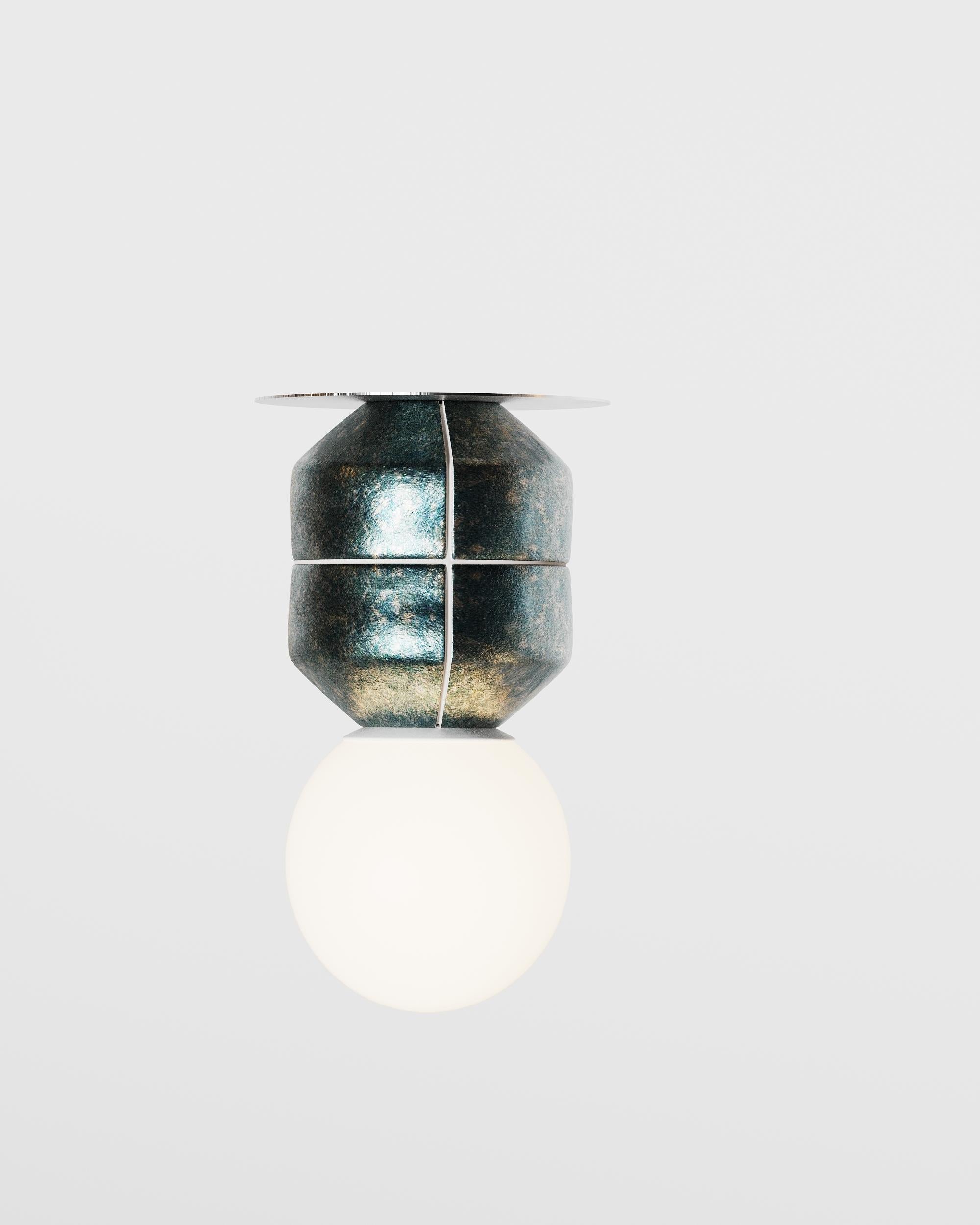 Minimalist Spot small organic modern ceramic Lamp, mid-century brutalist wabi sabi lighting For Sale