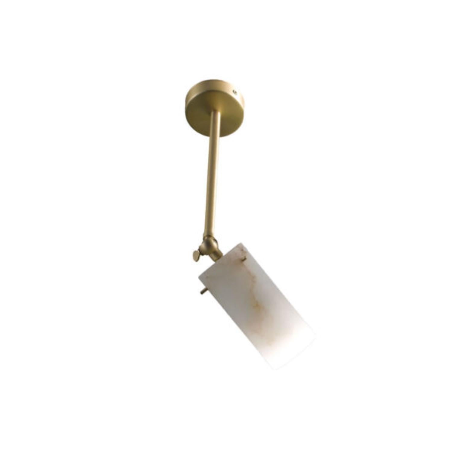 Spotlight poseidone Long #1 by Alabastro Italiano
Dimensions: W 8 x D 22 x H 15 cm
Materials: Italian white Alabaster, Brushed Brass
Other finishes available. Please contact us.
Light Source 1 x GU10 LED 6 Watt, Tot. 519 Lumen, 3000 k, 220 V

All