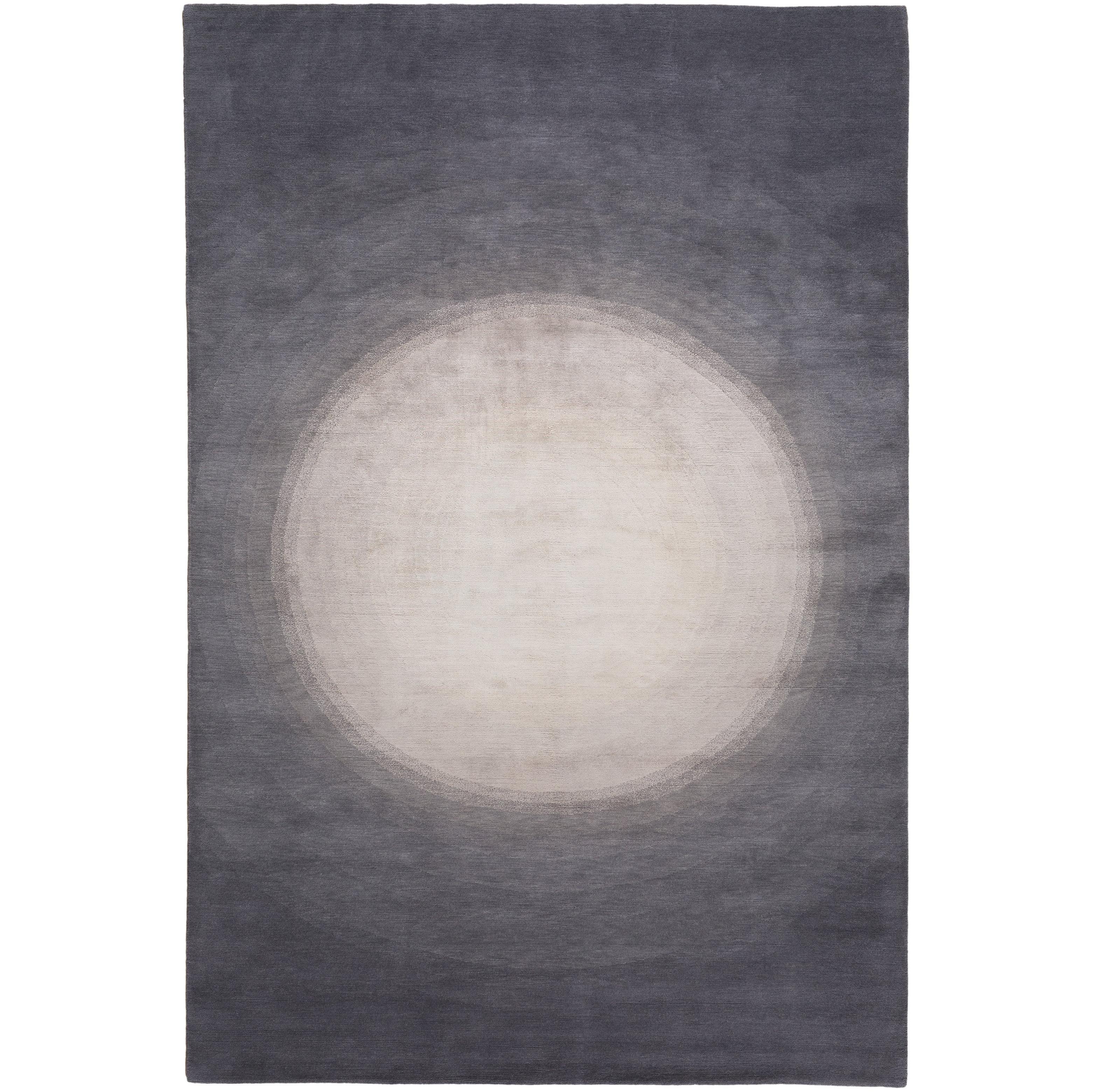 Spotlight Silver HandKnotted 10x8 Rug in Wool and Silk by David Rockwell For Sale at 1stDibs