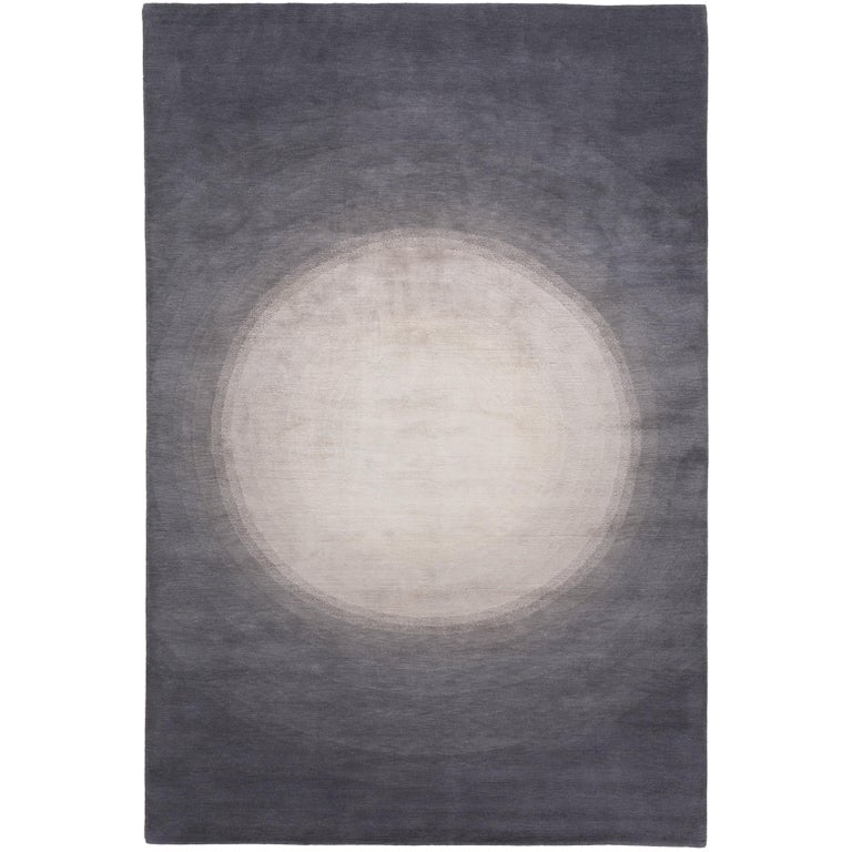 Spotlight Silver HandKnotted 10x8 Rug in Wool and Silk by David Rockwell For Sale at 1stDibs