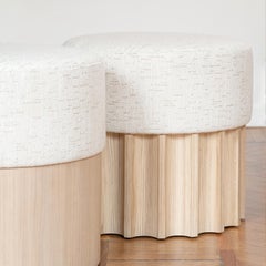 Spotorno Cylindrical White Pouf from the Collezione Riviera