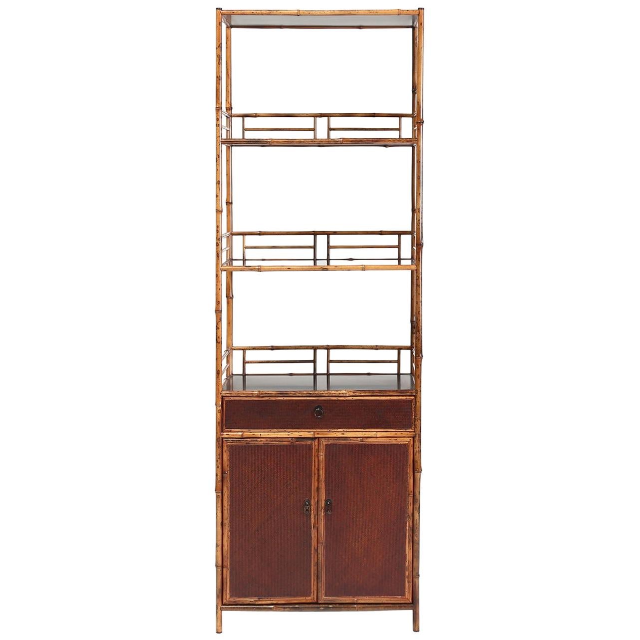 Spotted Bamboo Chinoiserie Display Cabinet/ Book Shelves