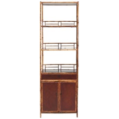 Retro Spotted Bamboo Chinoiserie Display Cabinet/ Book Shelves