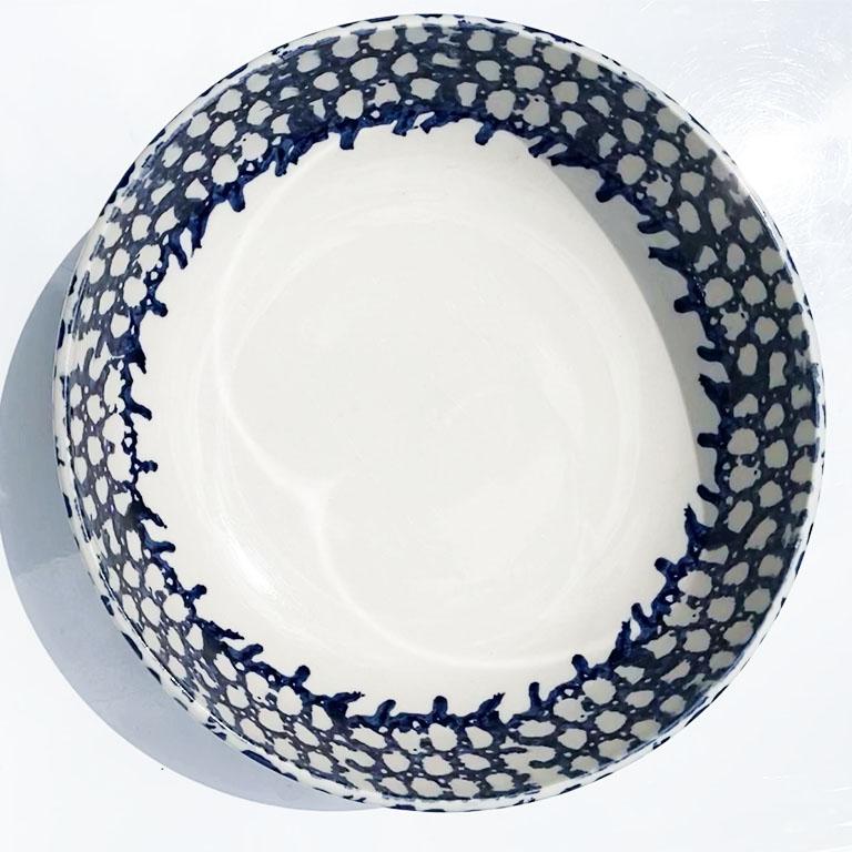 blue and white fruit bowl