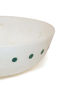 Spotted Bowl Inlay in White Marble Handcrafted in India by Stephanie Odegard