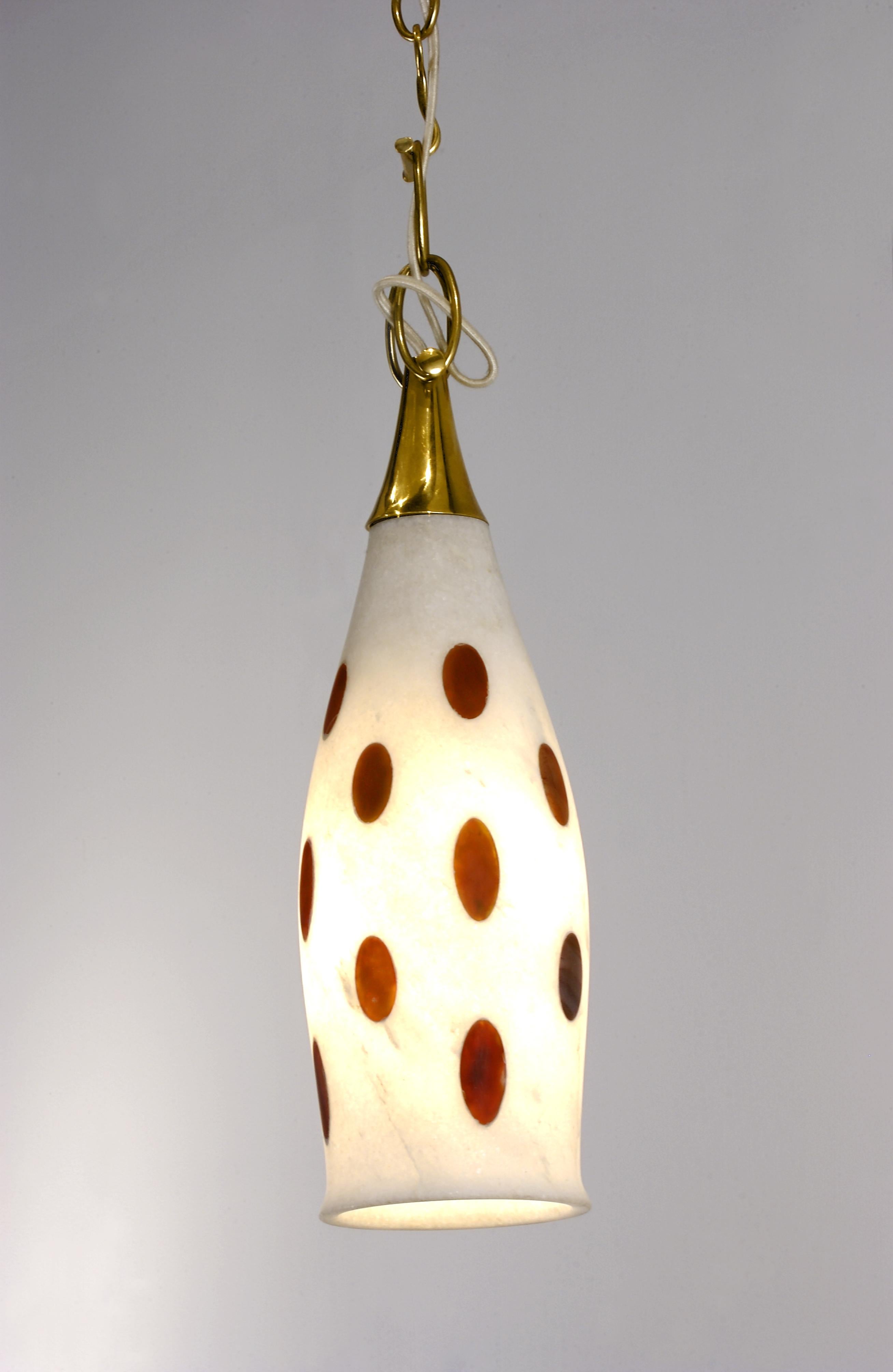 Other Spotted Cloche Inlay in White Marble Handcrafted in India by Stephanie Odegard For Sale
