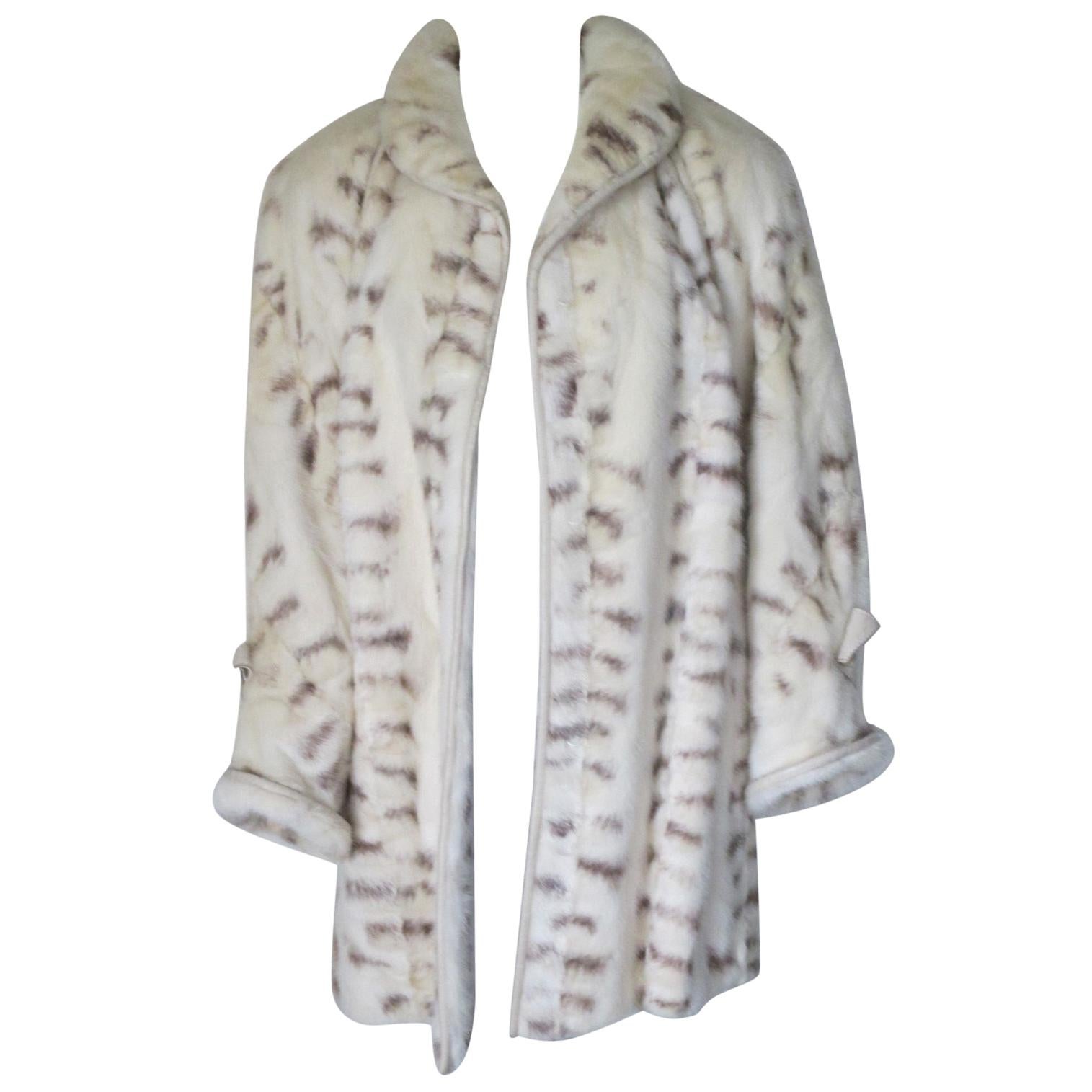  Spotted Design White Mink Fur Coat