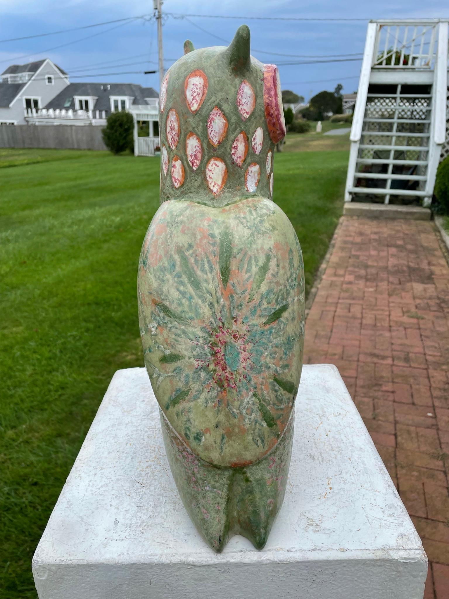Spotted Owl Big Sculpture Hand-Painted by Eva Fritz-Lindner 2