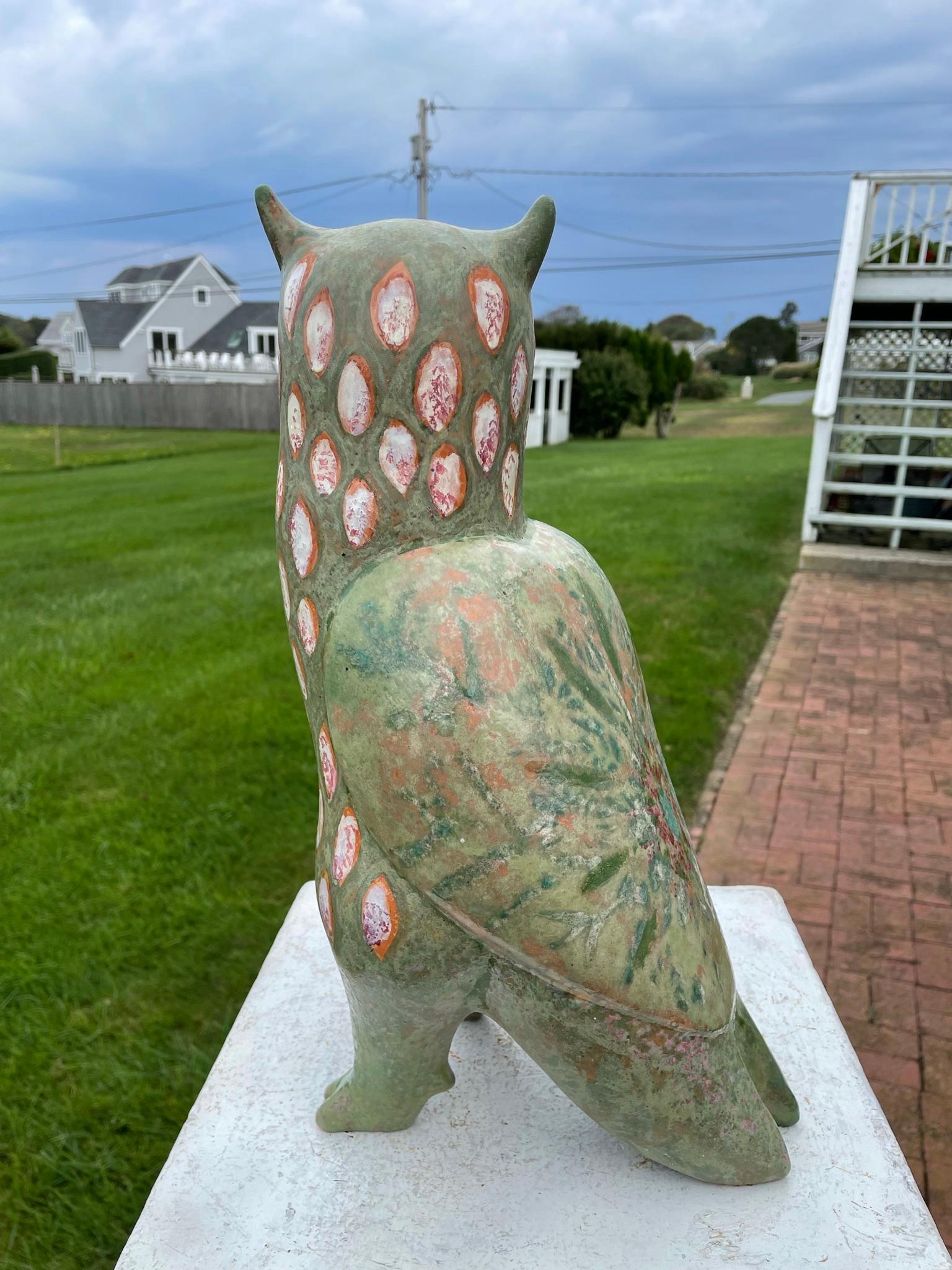 Spotted Owl Big Sculpture Hand-Painted by Eva Fritz-Lindner 5