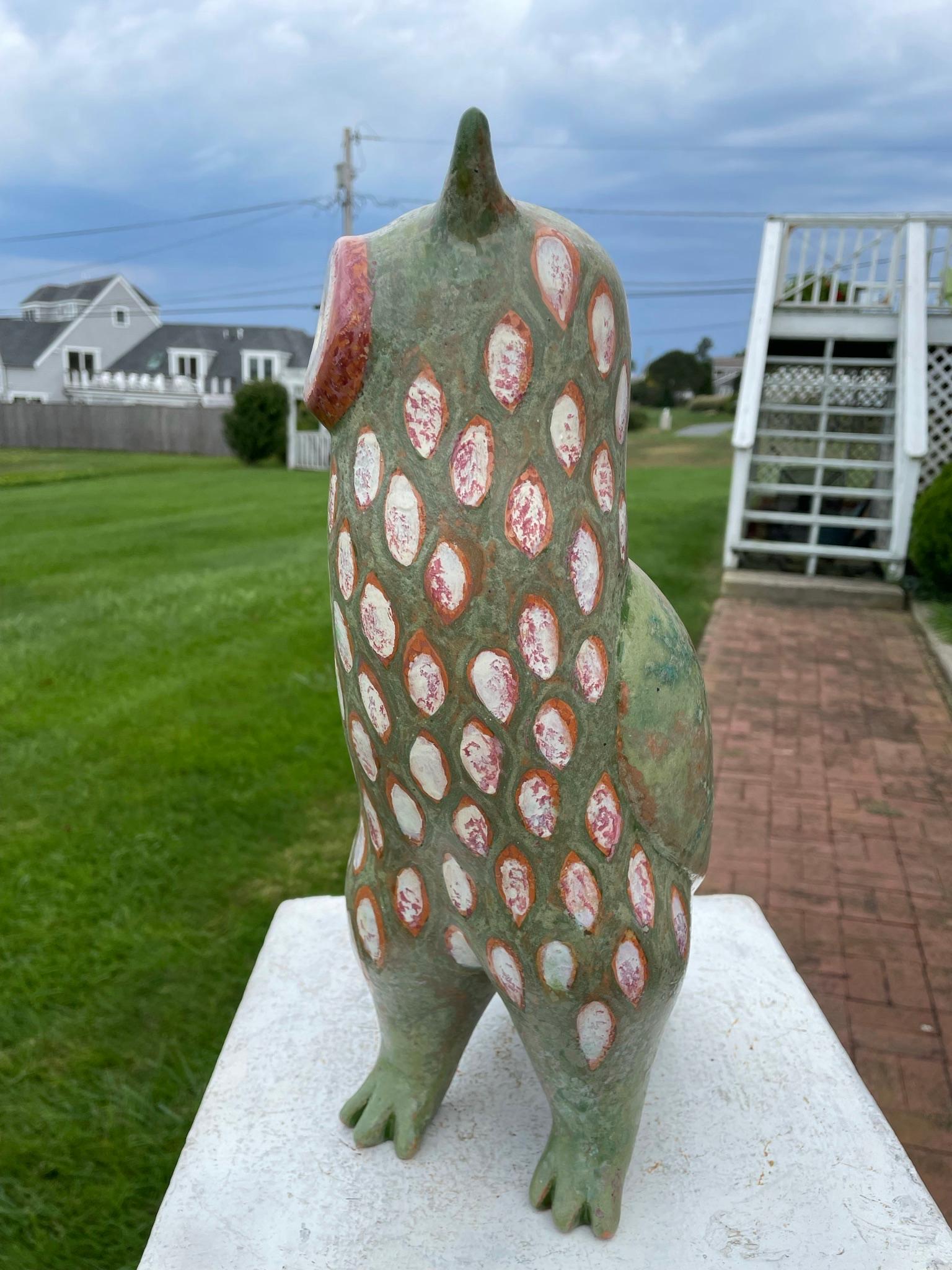 Spotted Owl Big Sculpture Hand-Painted by Eva Fritz-Lindner 6