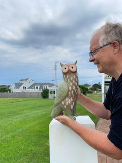 Spotted Owl Big Sculpture Hand-Painted by Eva Fritz-Lindner