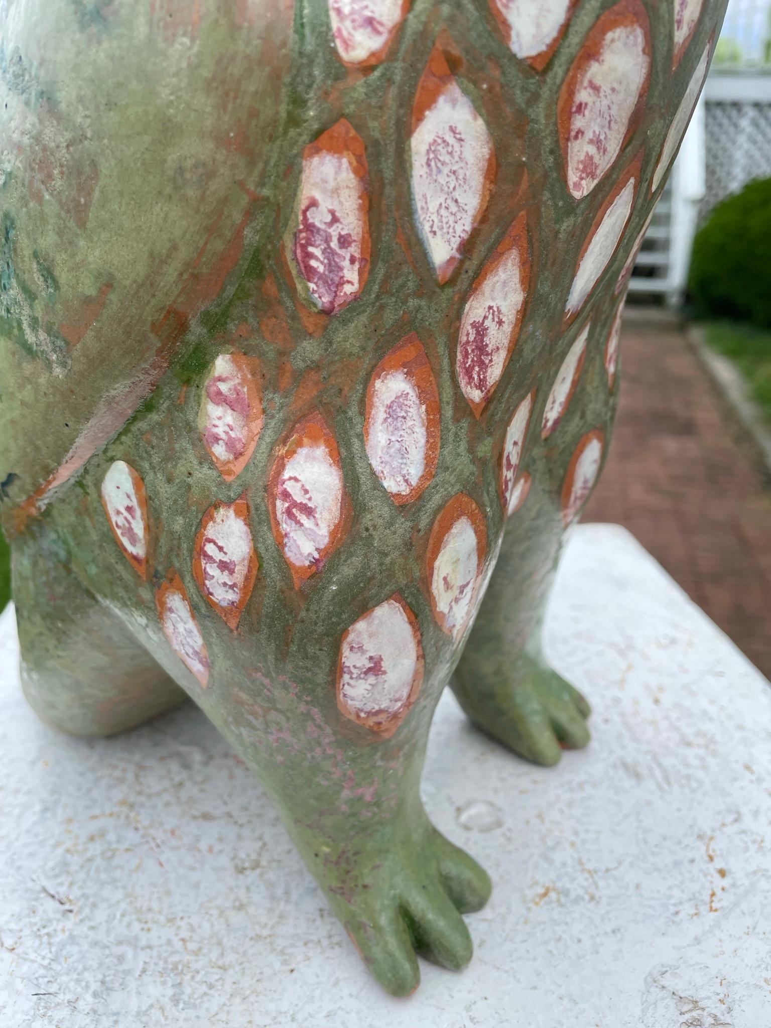 Spotted Owl Big Sculpture Hand-Painted by Eva Fritz-Lindner In Good Condition In South Burlington, VT