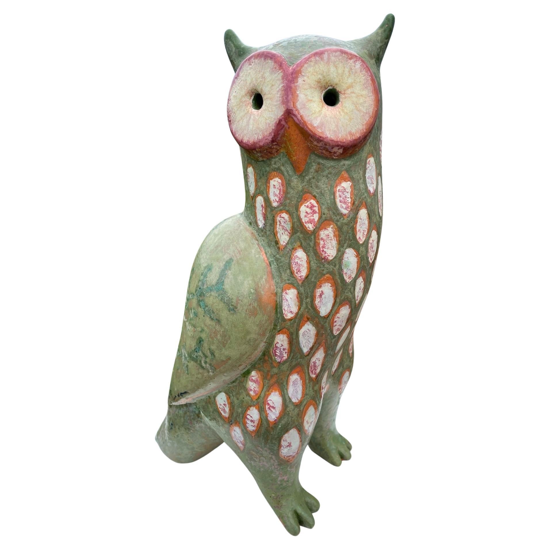 Spotted Owl Big Sculpture Hand-Painted by Eva Fritz-Lindner