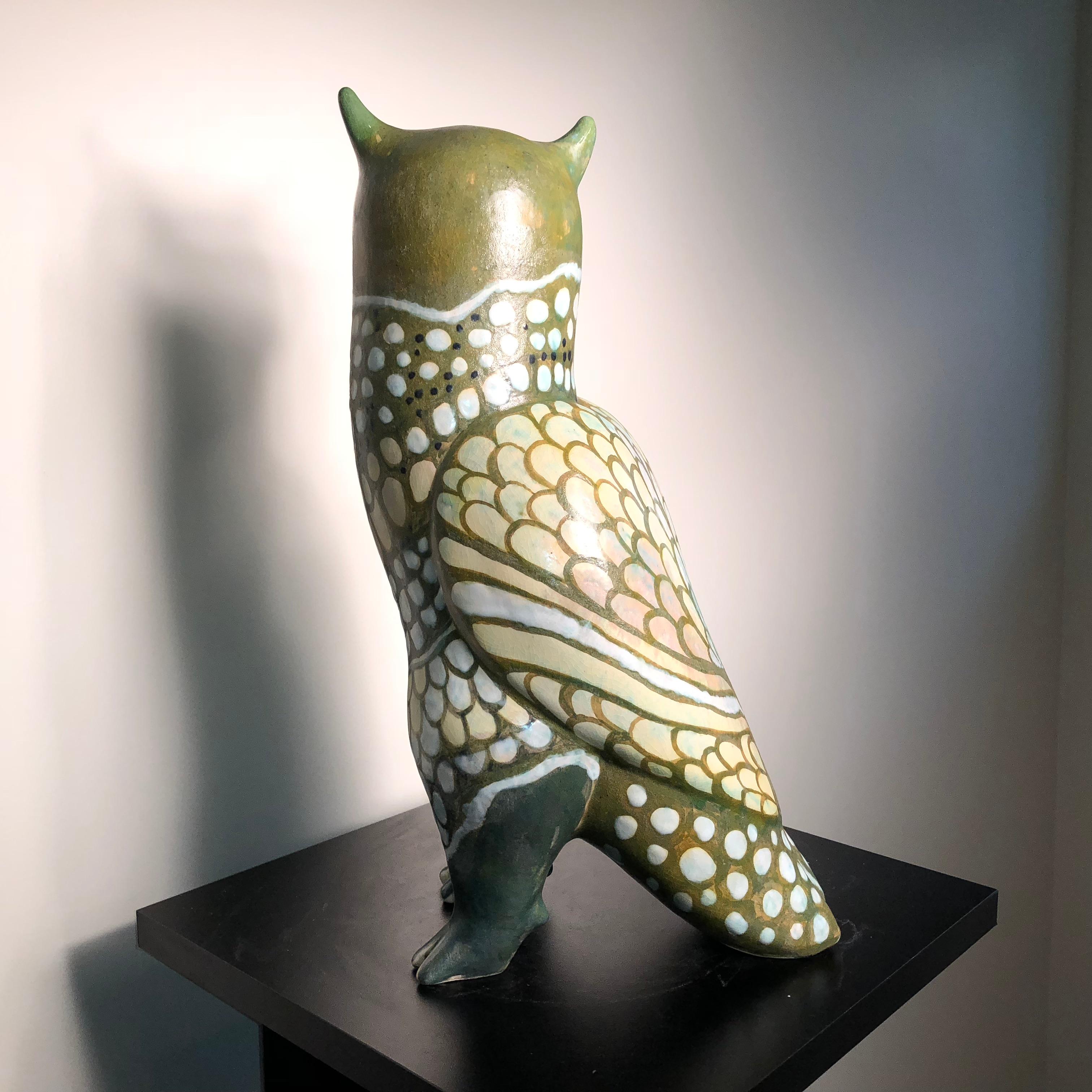 Spotted Owl Tall Master Work Sculpture Hand-Painted by Eva Fritz-Lindner 3