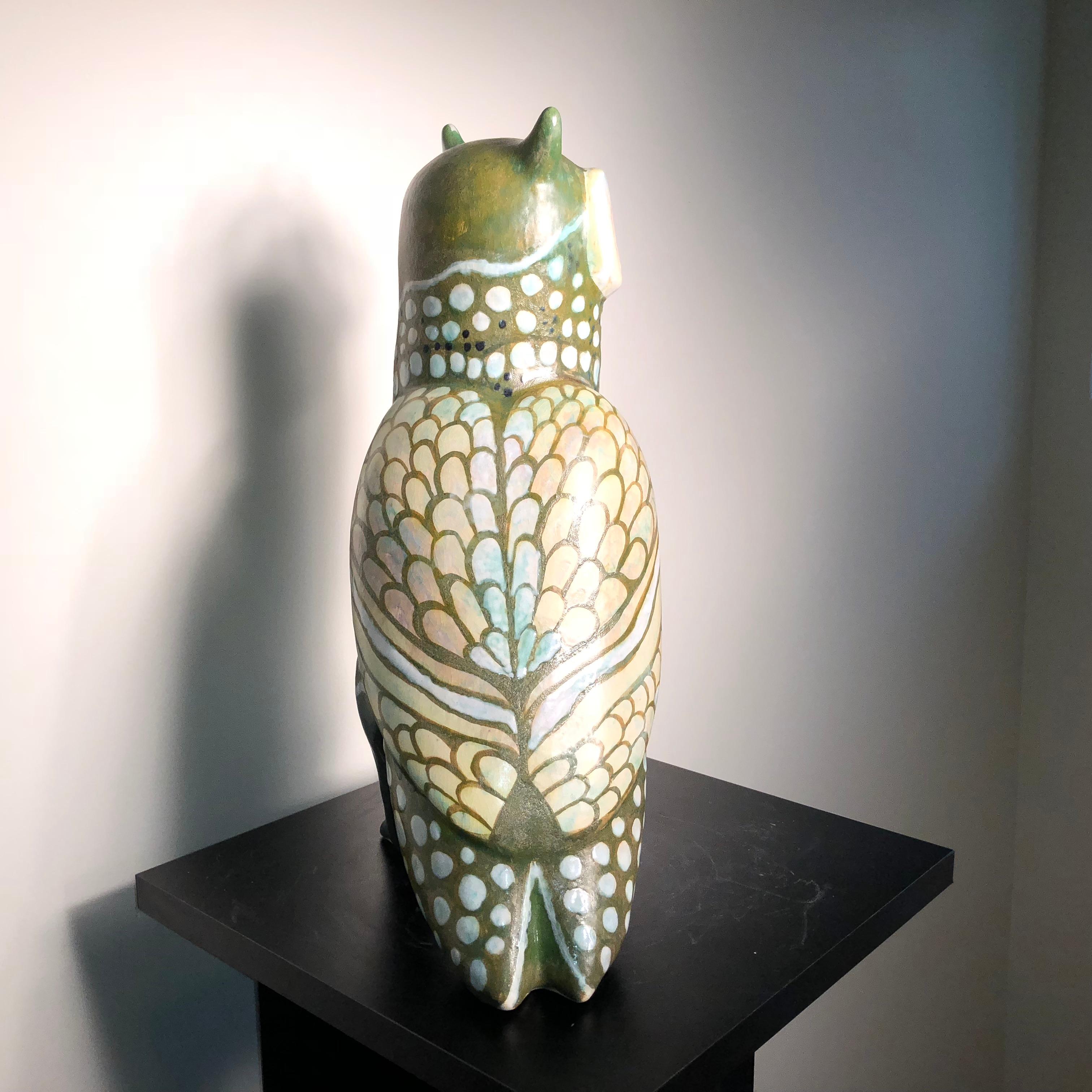 Spotted Owl Tall Master Work Sculpture Hand-Painted by Eva Fritz-Lindner 4