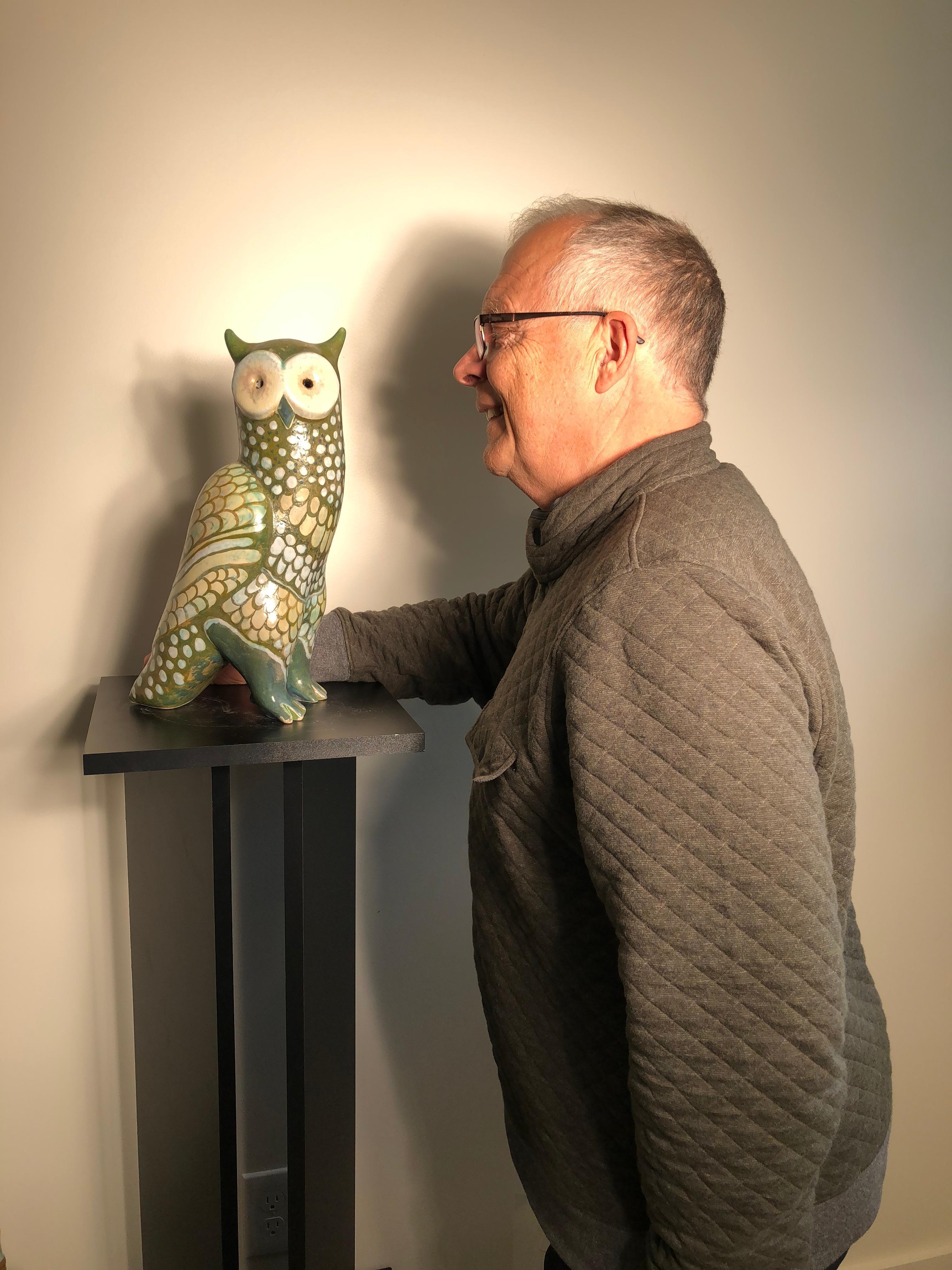 Big Bird

A fine green spotted owl master work sculpture designed and hand-painted by Eva Fritz-Lindner (1933-2017).

This is a tall, creative handmade, hand painted and hand glazed sculpture of a spotted owl. It was designed and hand painted by the