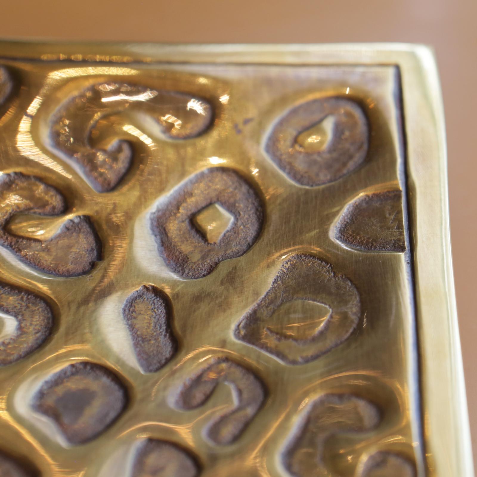 Spotted Set of 2 Tray in Vintage Brass at 1stDibs