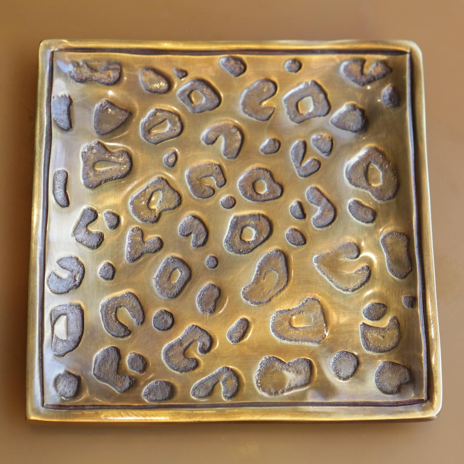 Spotted Set of 2 Tray in Vintage Brass at 1stDibs