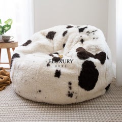 Spotted Shearling Sheepskin Bean Bag Chair, Made in Australia