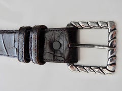 Spratling Art Deco Sterling Silver Buckle/ Alligator Belt