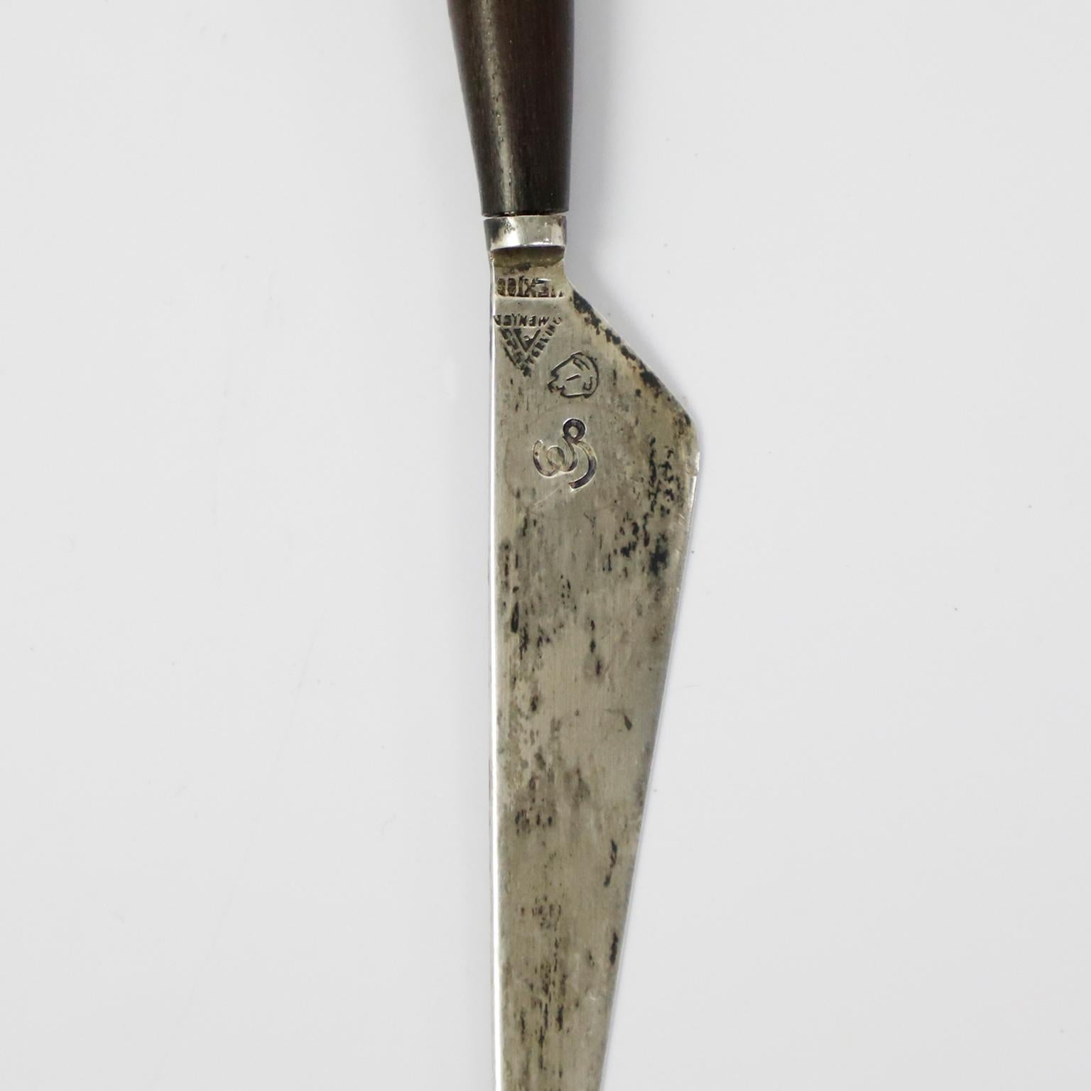 Mexican Spratling Sterling and Wood Letter Opener For Sale