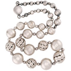 SPRATLING Vintage Mexican Sterling Silver Bead Necklace