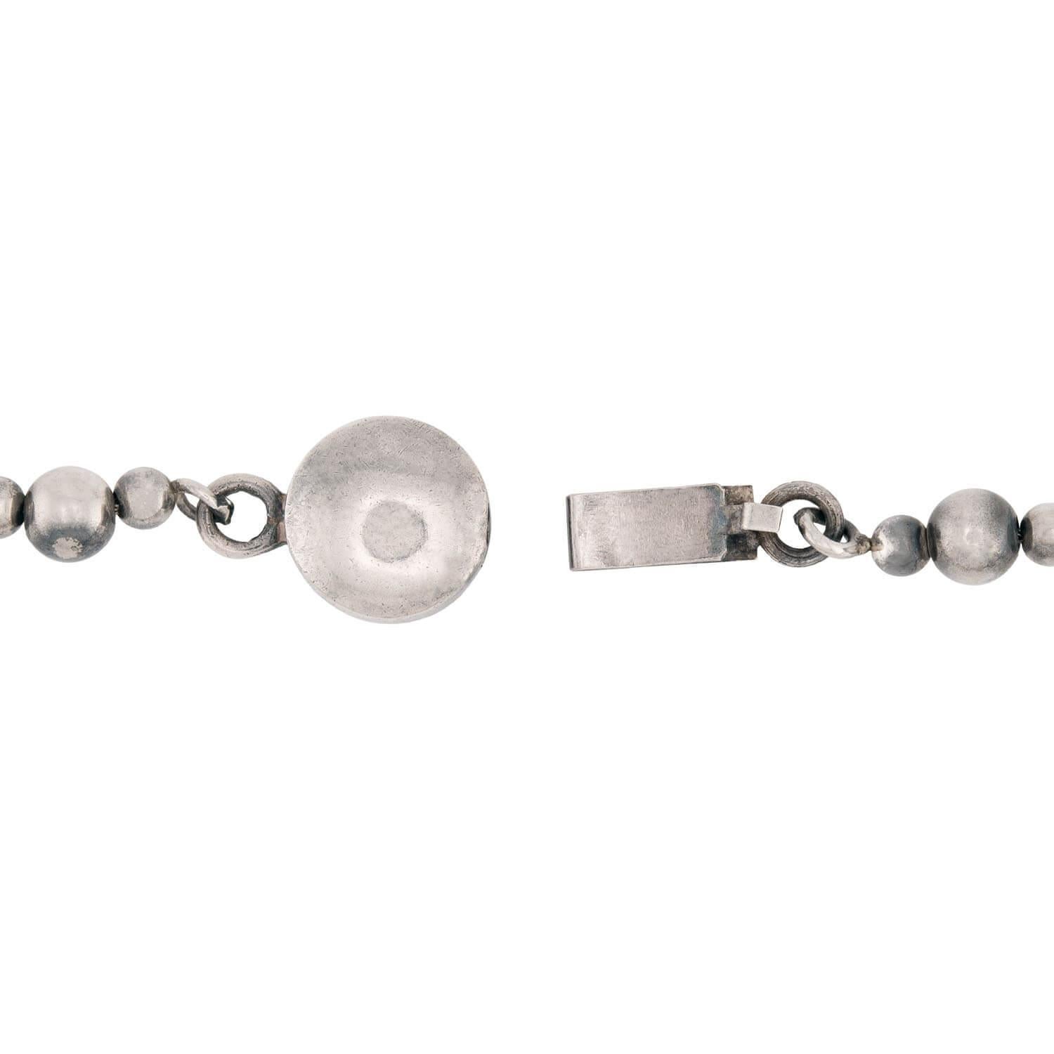 SPRATLING Vintage Mexican Sterling Silver Bead Necklace In Good Condition For Sale In Narberth, PA