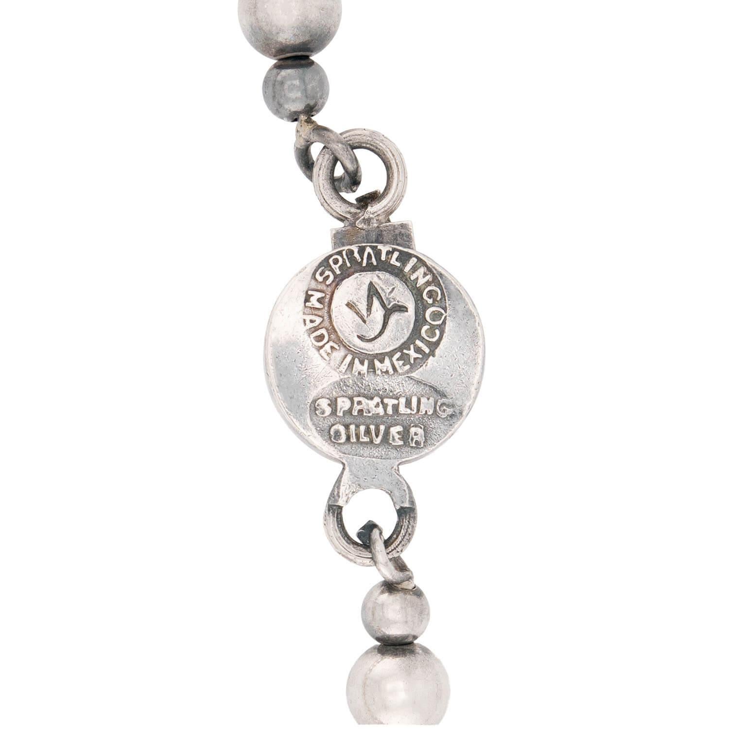 Women's SPRATLING Vintage Mexican Sterling Silver Bead Necklace For Sale