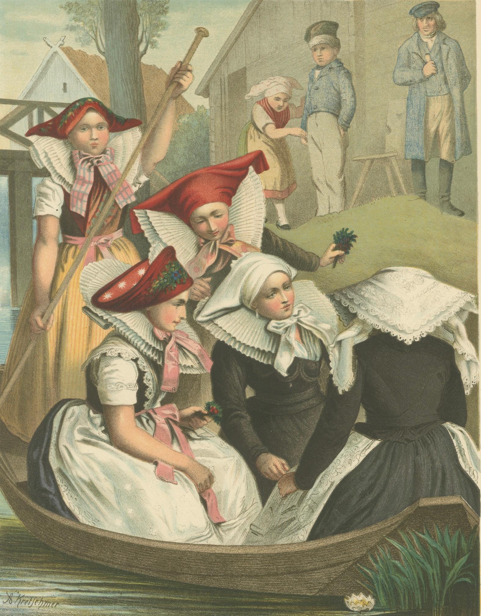 Spreewald Costume Scene, Prussia, Women in Boat, c.1875