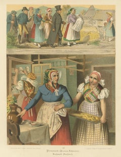 Silesian Folk Costume Scene, Prussia, Buchwald & Fischbach, c.1875