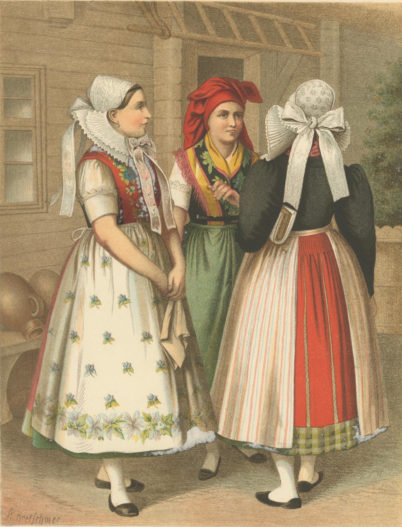 Spreewald Folk Costumes, Prussia, Women in Traditional Dress, c.1875
