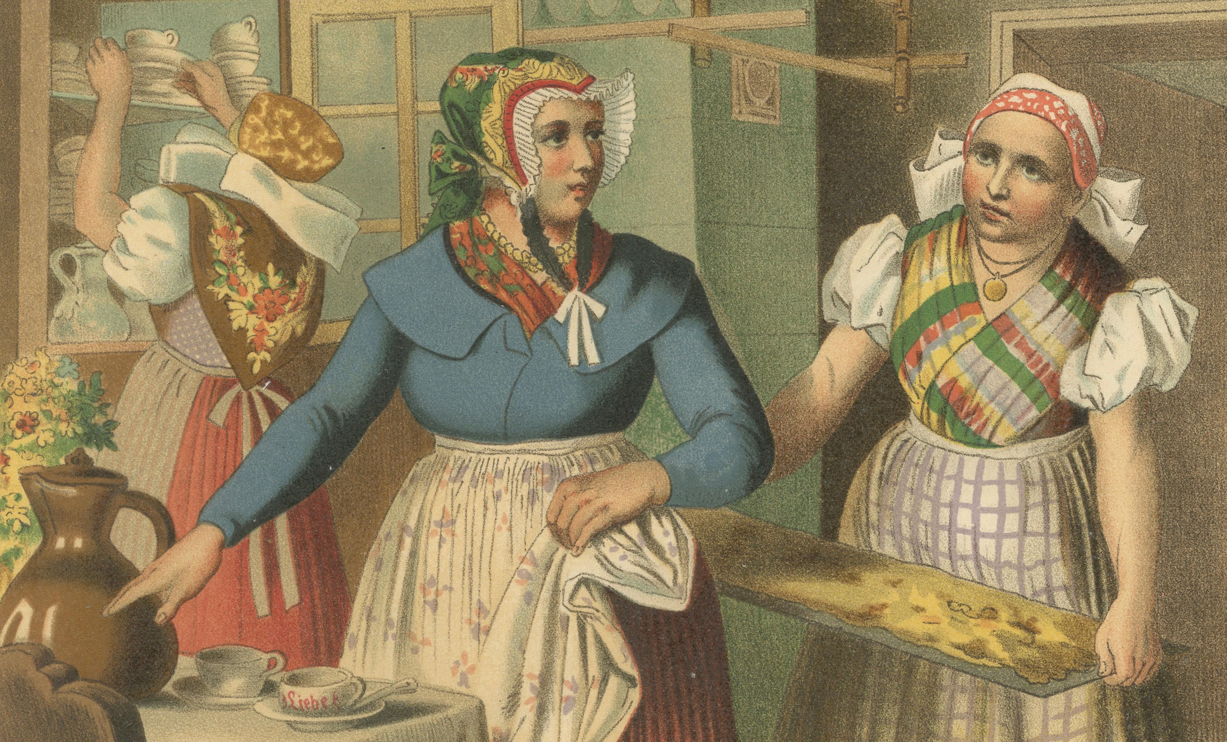 Silesian Folk Costume Scene, Prussia, Buchwald & Fischbach, c.1875