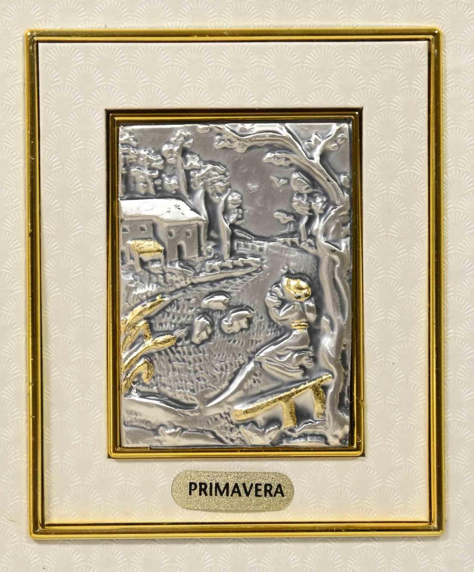Spring is an original modern artwork realized in 1970s.

Realized by Euroesse (label on the back)

The artwork is realized on silver plate and gold leaf.

Includes frame.