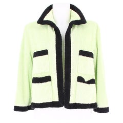 Frühjahr 1992 Chanel Grüne und schwarze Terrycloth-Jacke