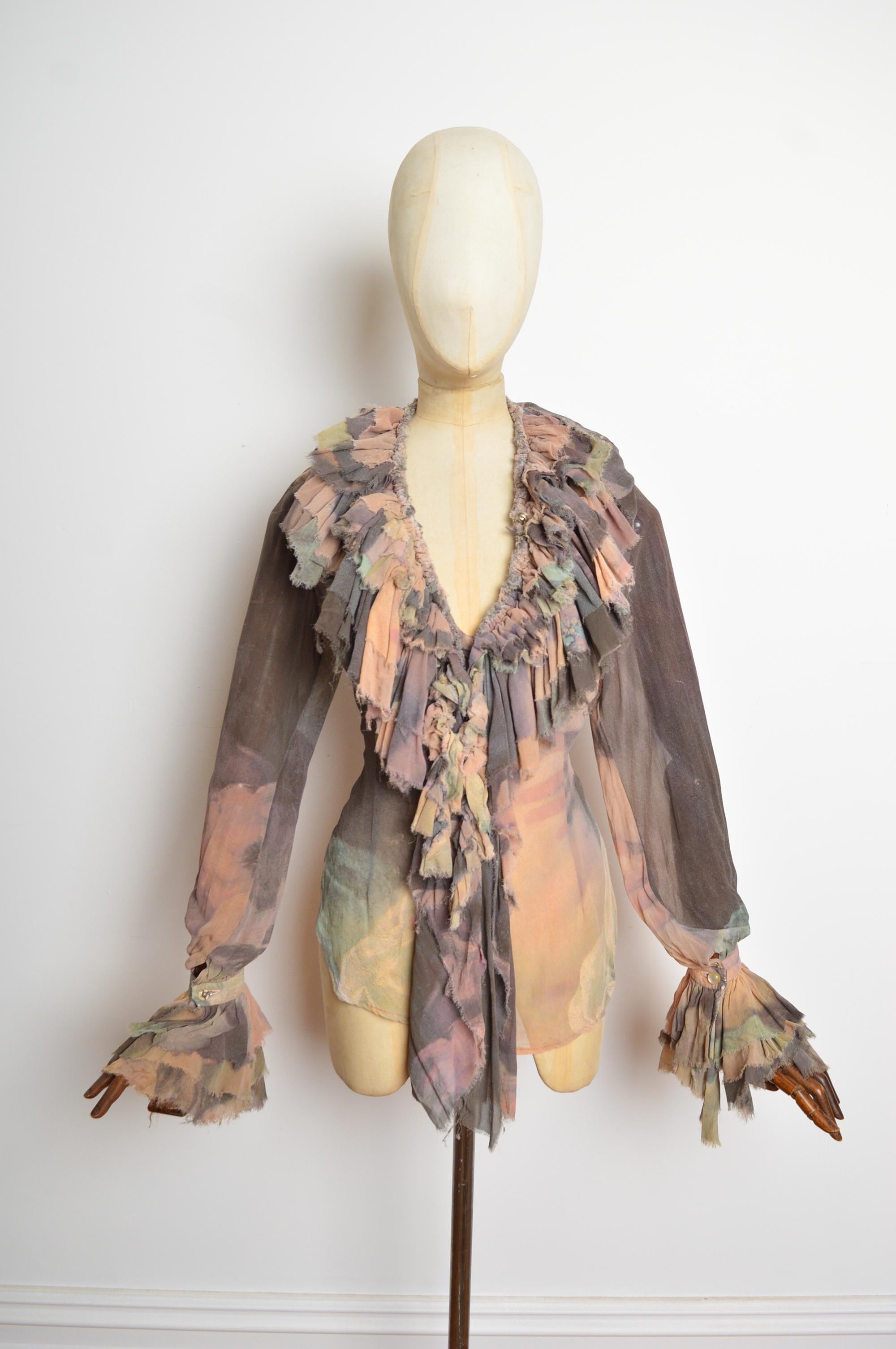 Frühjahr 1993 Vivienne Westwood Boucher Print Gerüschte Bauernbluse - Hemd im Angebot 5