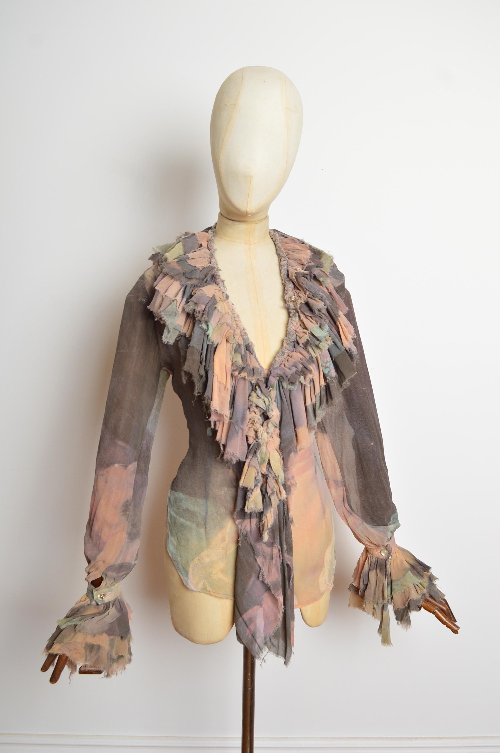 Frühjahr 1993 Vivienne Westwood Boucher Print Gerüschte Bauernbluse - Hemd im Angebot 6