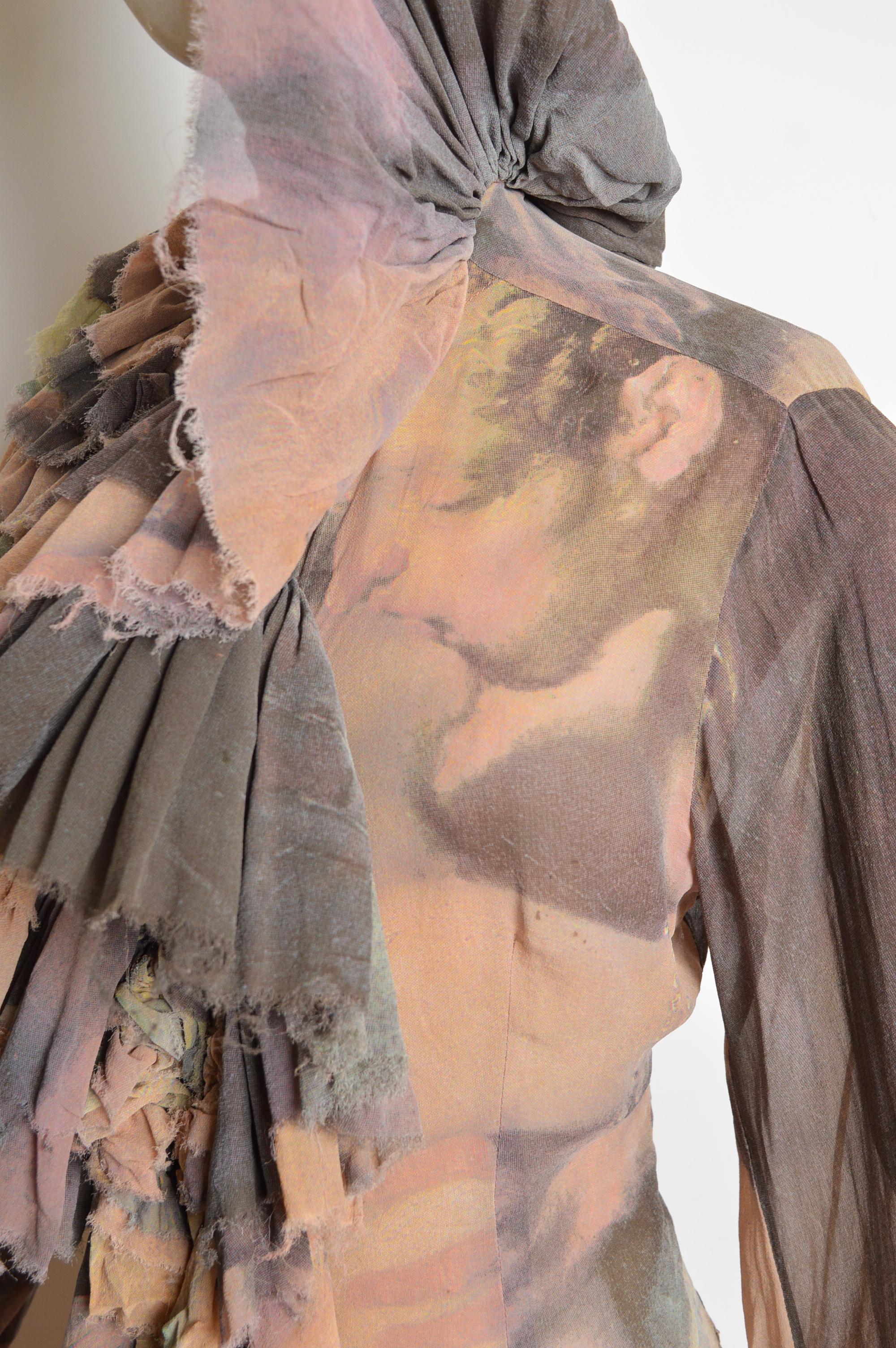 Frühjahr 1993 Vivienne Westwood Boucher Print Gerüschte Bauernbluse - Hemd Damen im Angebot