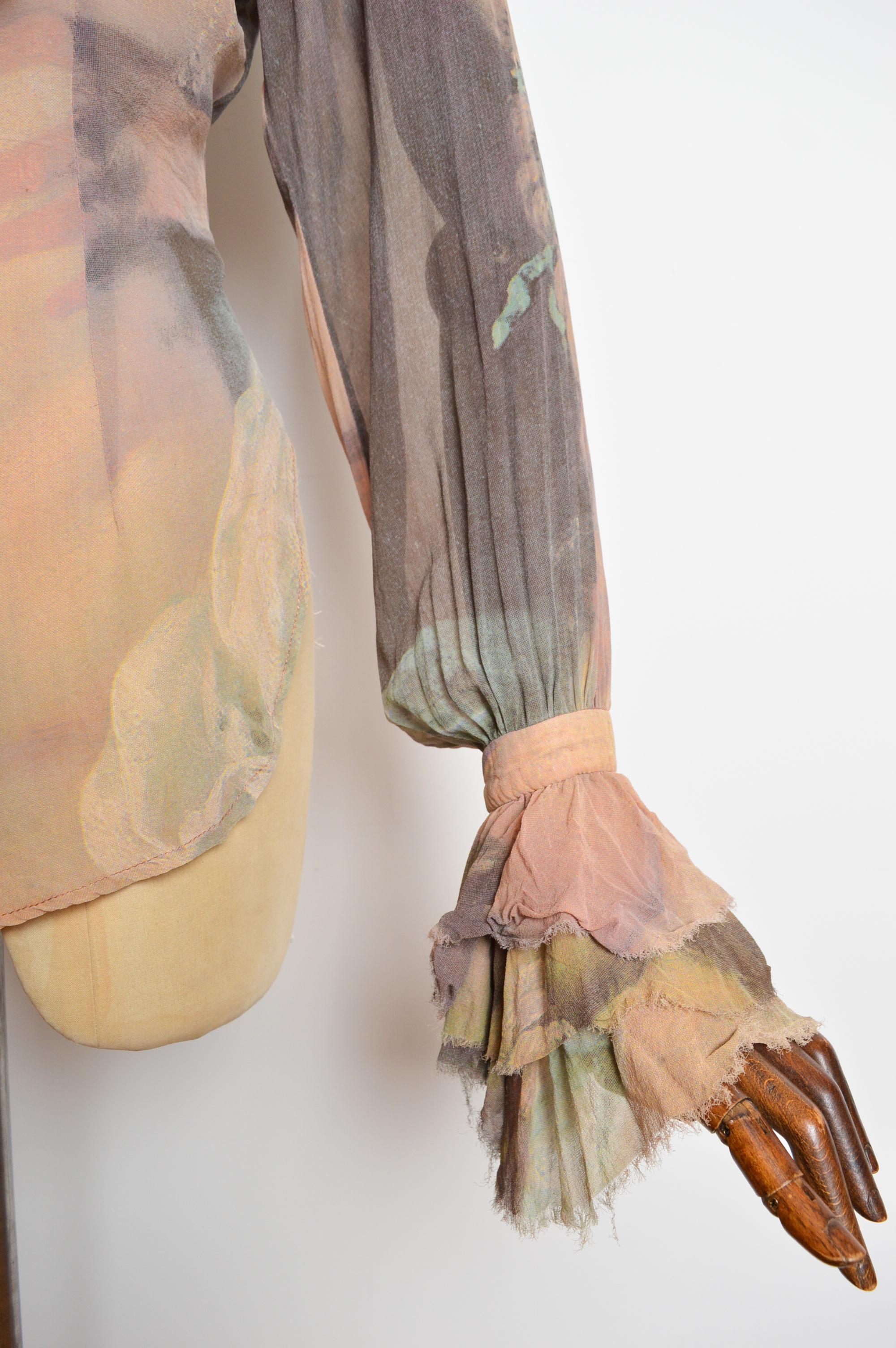 Frühjahr 1993 Vivienne Westwood Boucher Print Gerüschte Bauernbluse - Hemd im Angebot 1