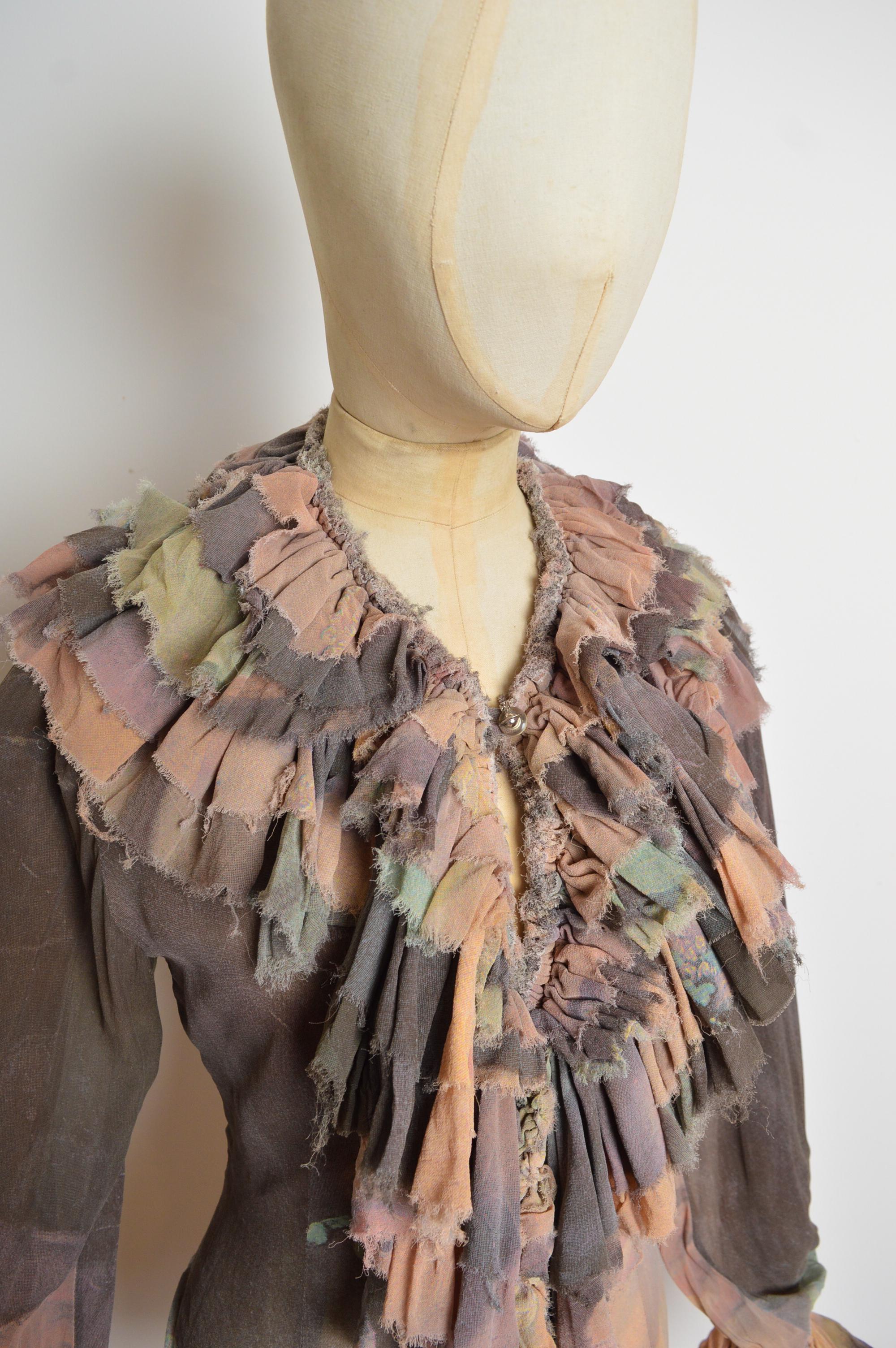 Frühjahr 1993 Vivienne Westwood Boucher Print Gerüschte Bauernbluse - Hemd im Angebot 4