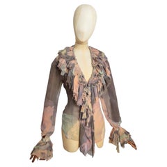 Frühjahr 1993 Vivienne Westwood Boucher Print Gerüschte Bauernbluse - Hemd