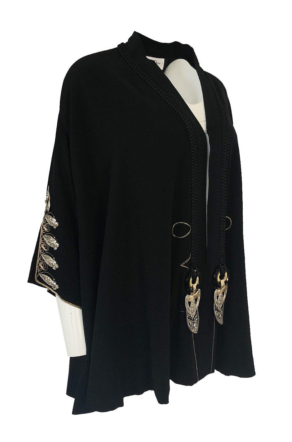Black Spring 1994 Christian Dior by Gianfranco Ferre Jacket w Metal Accents