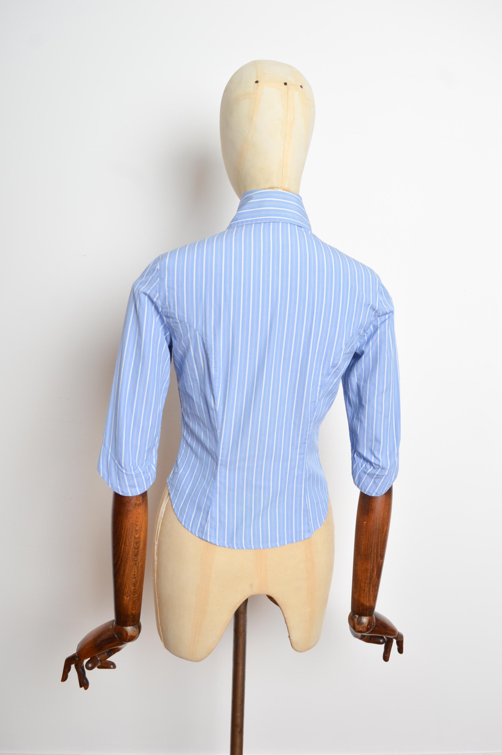 Chemise ajustée à rayures bleues à manches 3/4 Vivienne Westwood, printemps 1994 en vente 5