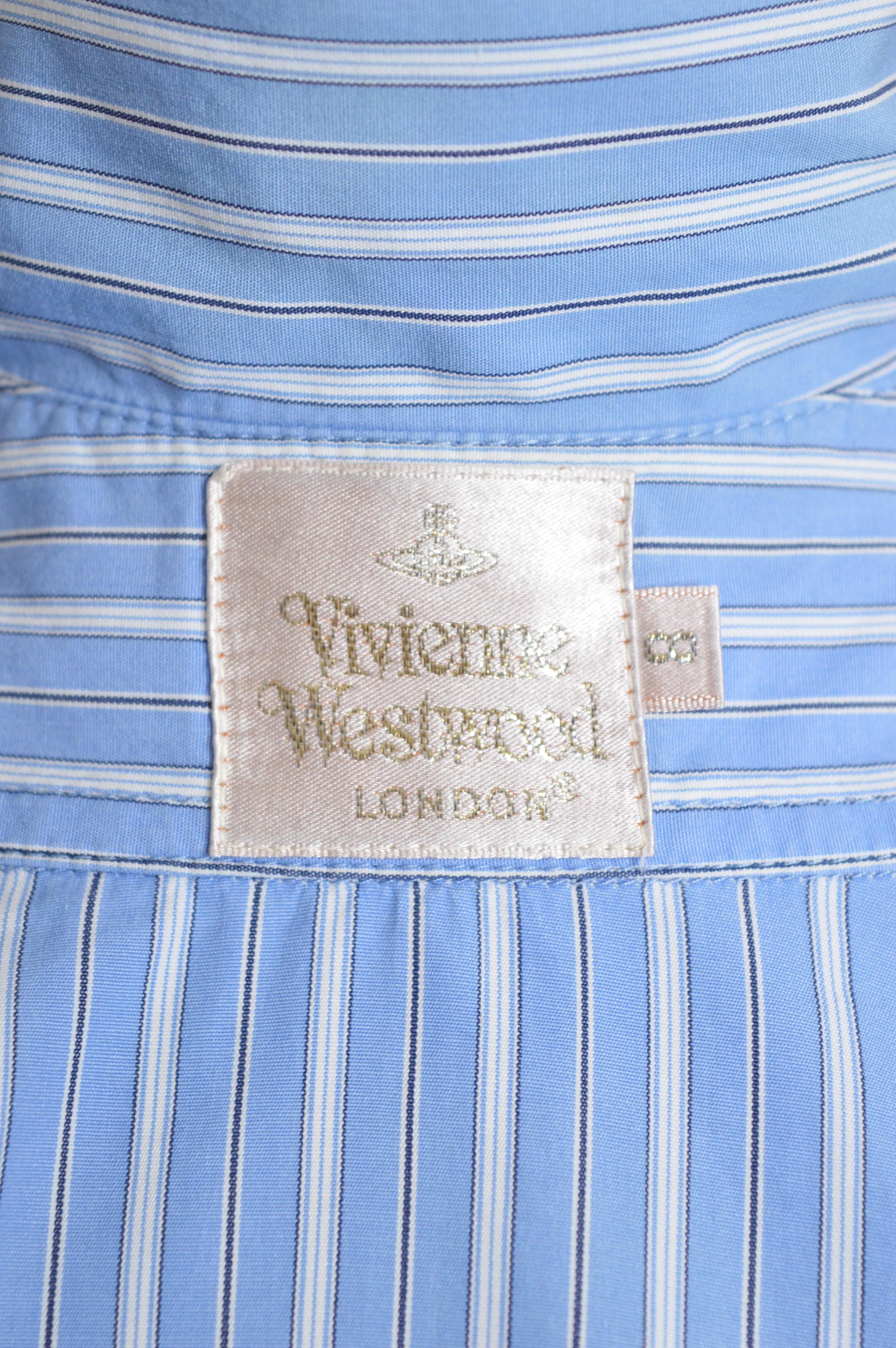 Chemise ajustée à rayures bleues à manches 3/4 Vivienne Westwood, printemps 1994 en vente 8