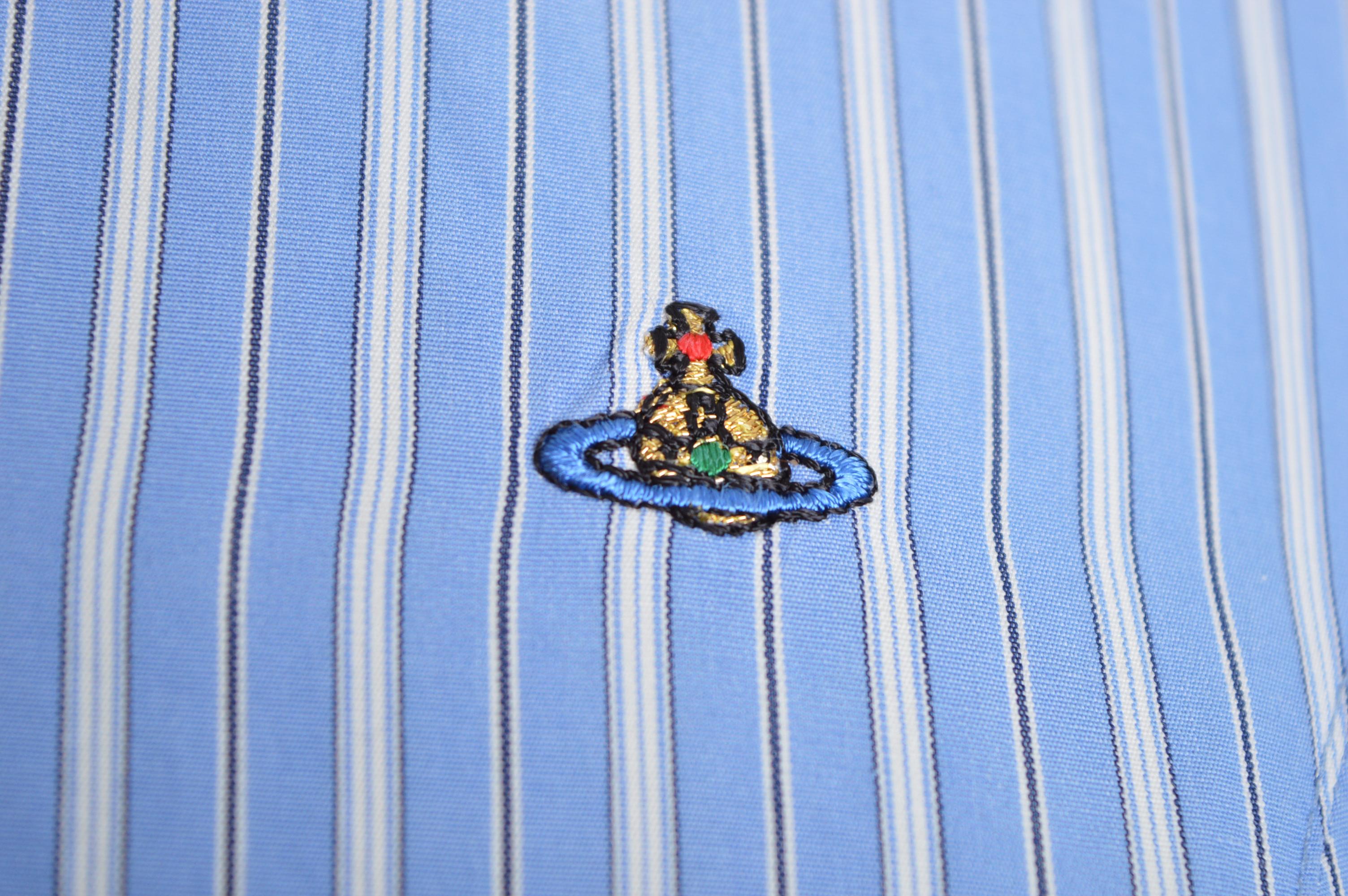 Chemise ajustée à rayures bleues à manches 3/4 Vivienne Westwood, printemps 1994 en vente 2